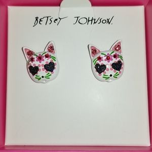 Betsey Johnson cat stud earrings